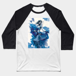 Flamenco Dancer - Watercolor Blue Baseball T-Shirt